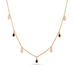 Black And White Enamel Drop Charm Necklace