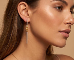 Citrine Stone Silver Earrings
