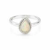 Pear Opal Silver Ring In 925 Silver