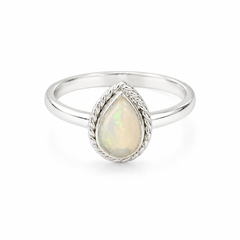 Pear Opal Silver Ring In 925 Silver