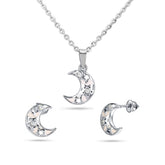 Moon Charm Kid's Necklace Set In 925 Silver