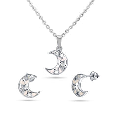 Moon Charm Kid's Necklace Set In 925 Silver