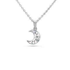 Moon Charm Kid's Necklace Set In 925 Silver