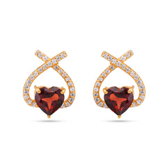 Garnet Heart studs