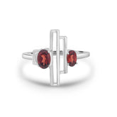Oval Garnet Silver Ring