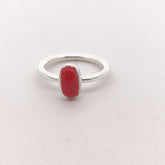 Coral Stone Silver Ring