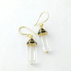 Crystal Stone Silver Earrings