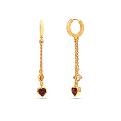 Garnet Stone Silver Earrings