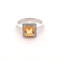 Citrine Stone Silver Ring
