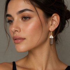 Smoky Quartz Earrings In 925 Silver