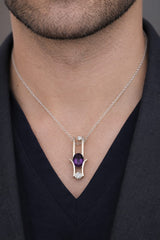 Oval Amethyst Elegance Pendant Set with CZ in 925 Silver