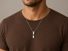 Crimson Bar Pendant Necklace