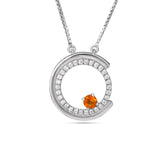 Round Citrine Silver Necklace