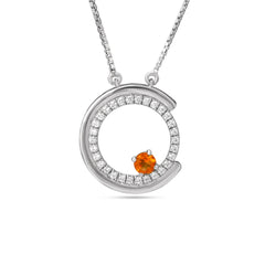 Round Citrine Silver Necklace