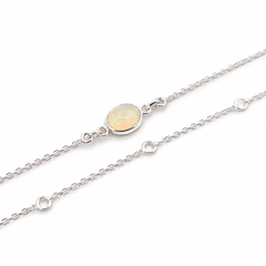 Oval Opal Silver Anklet