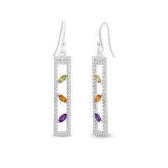 Marquiese Citrine,Amethyst, Peridot Stone Silver Earrings