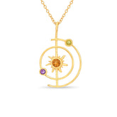 Round Citrine, Amethyst, Peridot 925 Silver Necklace