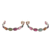 Multi Tourmaline Silver Bali Earrings