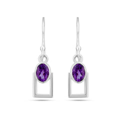 Oval Amethyst Silver Pendant Set