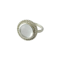 Round crystal silver ring