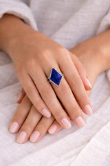 Bold Blue Lapis Ring in 925 Silver
