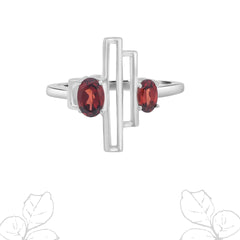 Oval Garnet Silver Ring