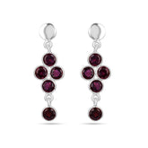Garnet Stone Silver Earrings