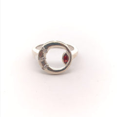 Garnet Stone Silver Ring