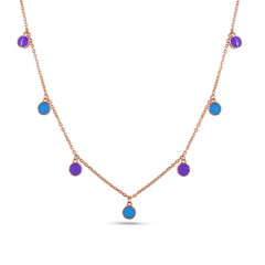 Round Purple And Blue Enamel Necklace