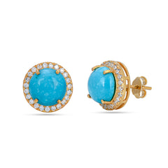 Turquoise Stone 925 Silver Earrings