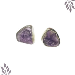 Rough Amethyst Silver Studs