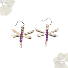 Round Amethyst Silver Earrings