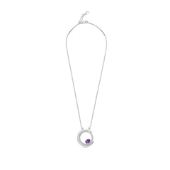 Lush Circle Amethyst Silver Necklace
