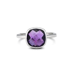 Velvet Cushion Amethyst Ring in 925 Sterling Silver