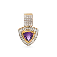 Amethyst pendant with CZ in 925 sterling silver and plated in yellow gold