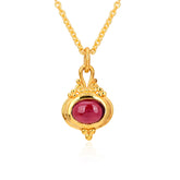 Antique Style Garnet Pendant Necklace in 925 Silver