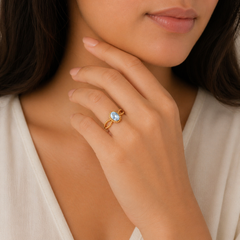 Beaded Blue Topaz 925 Silver Ring