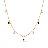Black And White Enamel Drop Charm Necklace In 925 Silver