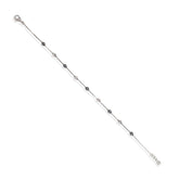 Silver bracelet with small beads on a white background