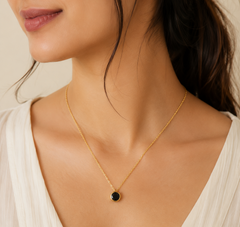 Black Spinel Necklace In 925 Silver