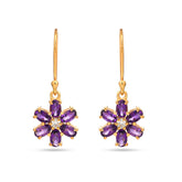 Bloom Amethyst Flower Dangle Earrings in 925 Silver
