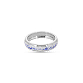 Blue And White Enamel Ring In 925 Silver