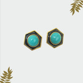 Blue turquoise silver earrings