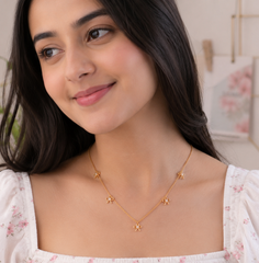 Bow Charm With CZ Necklace In 925 Silver