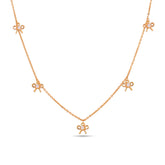 Bow Charm With CZ Necklace In 925 Silver