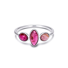 Candy Gem Tourmaline Trio Ring in 925 Silver