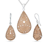 Carved Rosy Flower Necklace Set