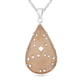 Rosy Carved Pendant Necklace