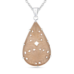 Rosy Carved Pendant Necklace