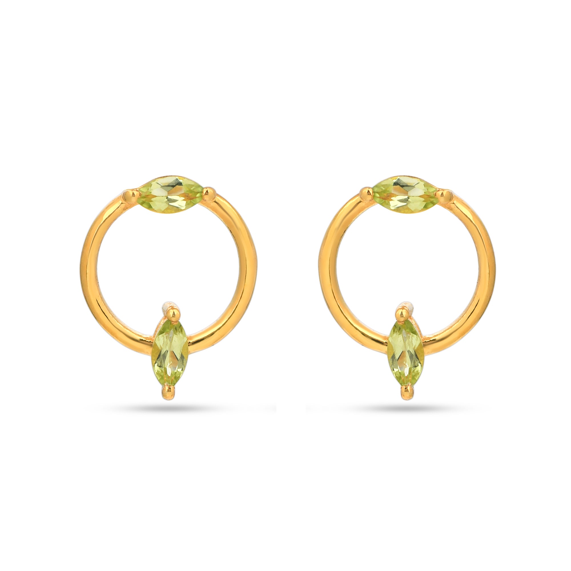 Circle Peridot Stud Earrings in 925 Silver